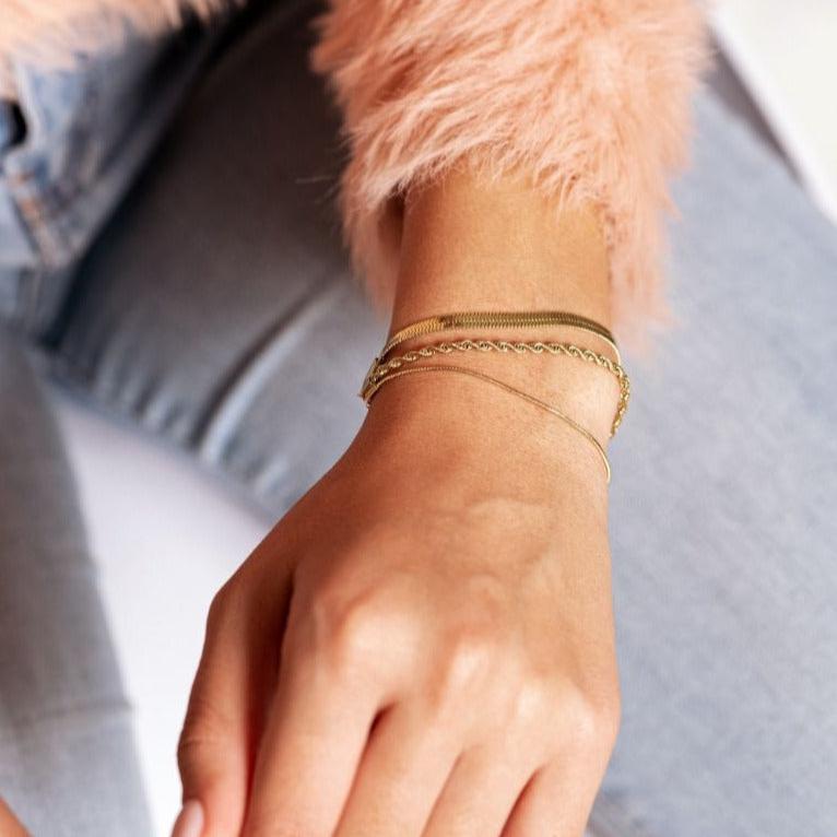 Bracelet en acier inoxydable doré à l'or fin