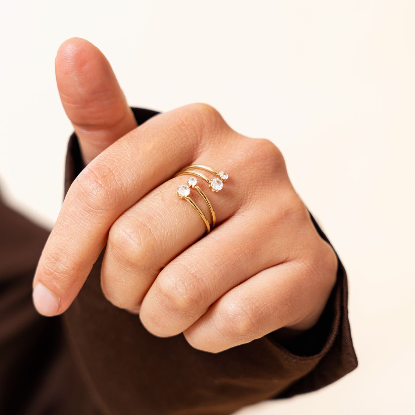 Bague en acier inoxydable doré à l'or fin AOLA