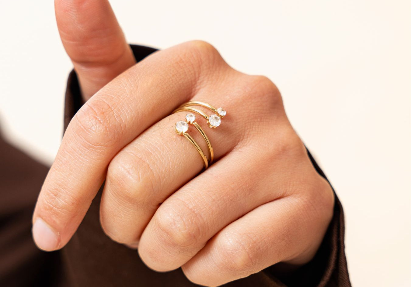 Bague en acier inoxydable doré à l'or fin AOLA