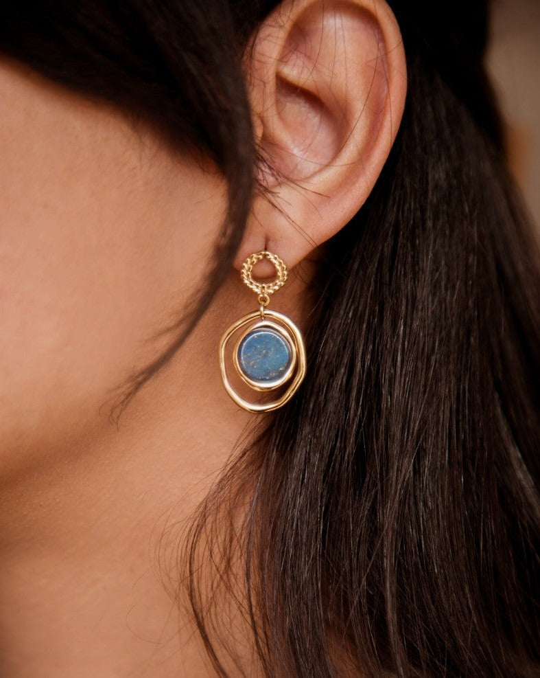 Boucles d'oreilles avec pierre naturelle bleue