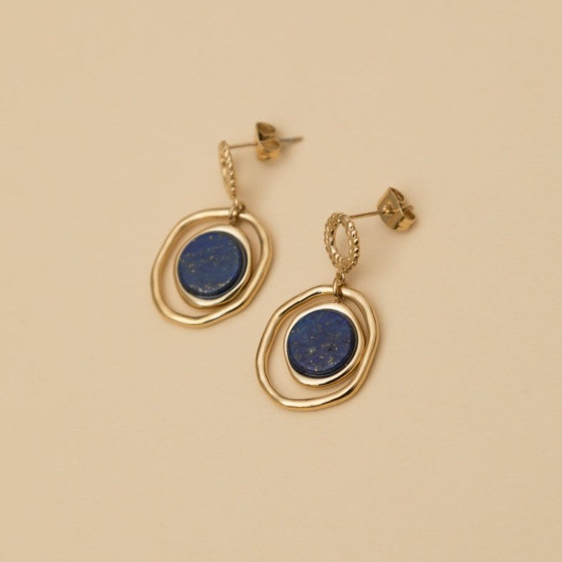 Boucles d'oreilles avec pierre naturelle bleue